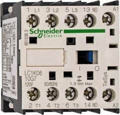 Schneider Electric - 3 Pole, 120 Coil VAC at 50/60 Hz, 6 Amp at 440 VAC, Nonreversible IEC Contactor - BS 5424, CSA, IEC 60947, NF C 63-110, RoHS Compliant, UL Listed, VDE 0660 - Best Tool & Supply