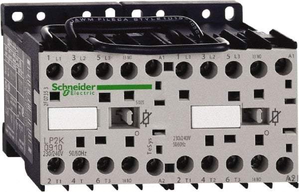 Schneider Electric - 3 Pole, 24 Coil VDC, 12 Amp at 440 VAC, 16 Amp at 690 VAC and 20 Amp at 440 VAC, Reversible IEC Contactor - BS 5424, CSA, IEC 60947, NF C 63-110, RoHS Compliant, UL Listed, VDE 0660 - Best Tool & Supply