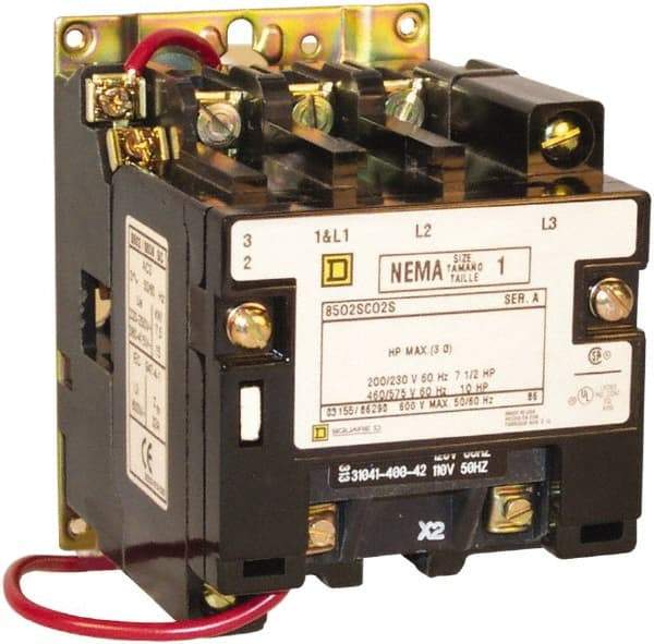 Square D - 2 Pole, 24 Coil VAC at 60 Hz, 27 Amp NEMA Contactor - Open Enclosure, 60 Hz at 24 VAC - Best Tool & Supply