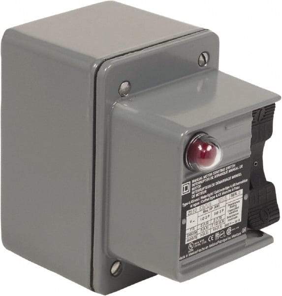 Square D - 3 Poles, 30 Amp, NEMA, Enclosed Toggle Manual Motor Starter - 1 hp at 90 VDC, 10 hp at 460 VAC, 10 hp at 575 VAC, 1-1/2 hp at 230 VDC, 2 hp at 115 VAC, 2 hp at 115 VDC & 7-1/2 hp at 230 VAC, CE, CSA, NEMA 4 & UL Listed - Best Tool & Supply