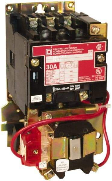 Square D - No Enclosure, 4 Pole, Mechanically Held Lighting Contactor - 30 A (Tungsten), 277 VAC at 60 Hz - Best Tool & Supply