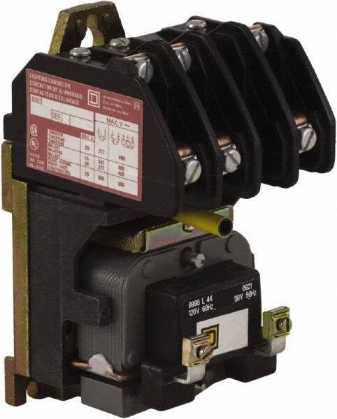 Square D - No Enclosure, 3 Pole, Electrically Held Lighting Contactor - 20 A (Tungsten), 30 A (Fluorescent), 220 VAC at 50 Hz, 240 VAC at 60 Hz, 3NO Contact Configuration - Best Tool & Supply