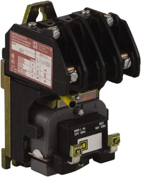 Square D - No Enclosure, 2 Pole, Electrically Held Lighting Contactor - 20 A (Tungsten), 30 A (Fluorescent), 277 VAC at 60 Hz, 2NO Contact Configuration - Best Tool & Supply