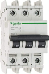 Schneider Electric - 20 Amp, 125 VDC, 240 VAC, 60 VDC, 3 Pole, DIN Rail Mount, Fixed Mount Miniature Circuit Breaker - Thermal Magnetic Trip, Multiple Breaking Capacity Ratings, 73mm Deep x 107mm High x 54mm Wide - Best Tool & Supply