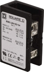 Square D - 1 Pole, 175 (Copper) Amp, Phenolic Power Distribution Block - 600 VAC, 1 Primary Connection - Best Tool & Supply