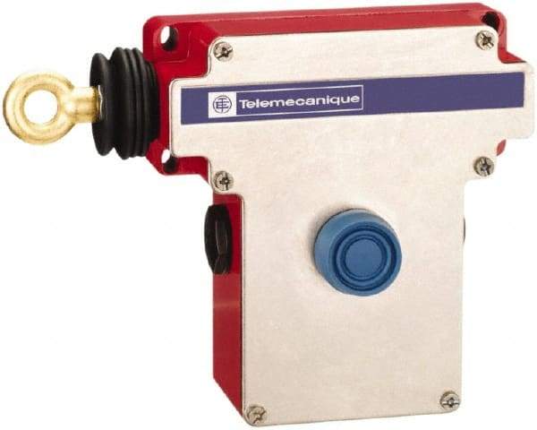 Telemecanique Sensors - 10 Amp, NO/NC Configuration, Left Hand Operation, Rope Operated Limit Switch - Pushbutton Reset, Rope Pull, No Pilot Light, 300 VAC - Best Tool & Supply