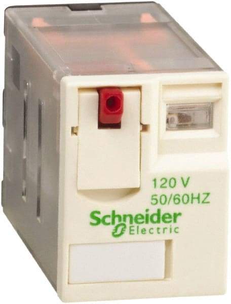 Schneider Electric - 2,500 VA Power Rating, Electromechanical Plug-in General Purpose Relay - 10 Amp at 250/277 VAC & 28/30 VDC, 5 at 250 VAC & 28 VDC, 3CO, 120 VAC at 50/60 Hz - Best Tool & Supply