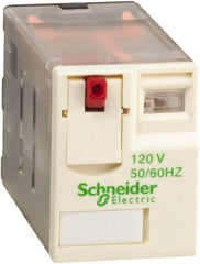 Schneider Electric - 1,500 VA Power Rating, Electromechanical Plug-in General Purpose Relay - 3 Amp at 250 VAC & 28 VDC, 6 at 250/277 VAC & 28 VDC, 8 Amp at 30 VDC, 4CO, 120 VAC at 50/60 Hz - Best Tool & Supply