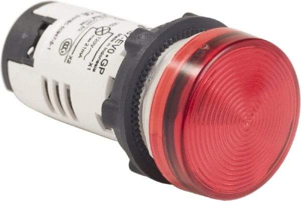 Schneider Electric - 120 VAC Red Lens LED Pilot Light - Round Lens, Screw Clamp Connector, 29mm Wide, Shock Resistant, Vibration Resistant - Best Tool & Supply