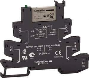 Schneider Electric - 1,500 VA Power Rating, Electromechanical Spring General Purpose Relay - 6 Amp at 110 V, SPDT, 110 VAC/VDC, 6.2mm Wide x 78.7mm High x 103mm Deep - Best Tool & Supply