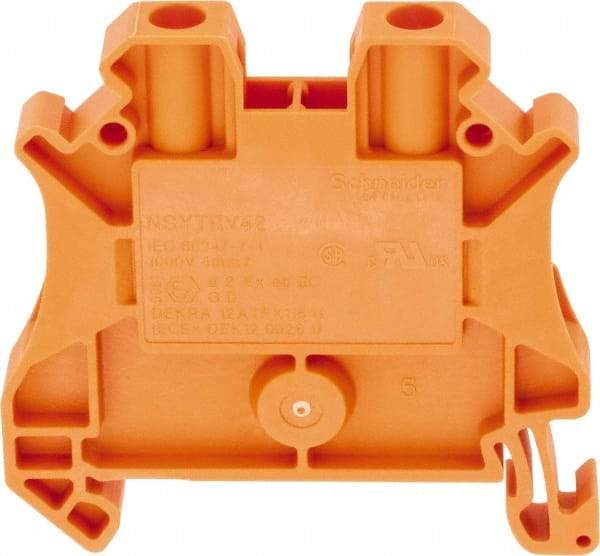 Schneider Electric - 1 Pole, 1,000 Volt, 32 Amp, -40 to 266°F, DIN Rail Mount, Polyamide Passthrough Terminal Block - 2 Contacts, 26 to 10 AWG Compatibility, 47-1/2mm High - Best Tool & Supply