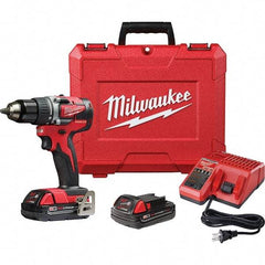 Milwaukee Tool - 18 Volt 1/2" Chuck Pistol Grip Handle Cordless Drill - 0-1800 RPM, Single-Sleeve Ratcheting Chuck, Reversible, 2 Lithium-Ion Batteries Included - Best Tool & Supply