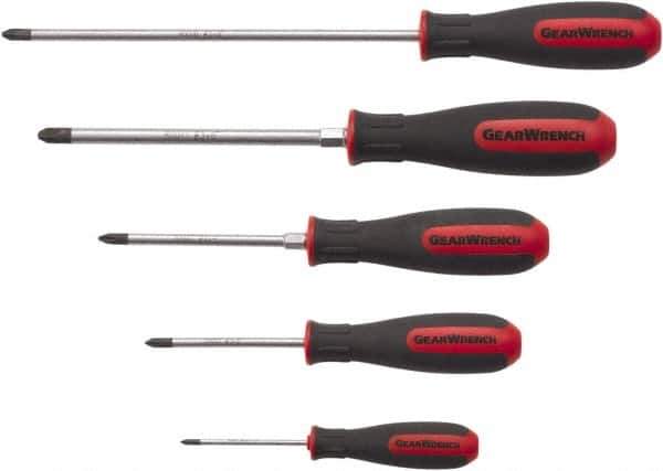 GearWrench - 5 Piece Phillips Screwdriver Set - Blade Sizes: Length 2-1/2, 3, 4 & 6, Bit Sizes: Philips #0 to #3 - Best Tool & Supply