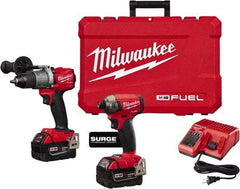 Milwaukee Tool - 18 Volt Cordless Tool Combination Kit - Includes Hammer Drill & 1/4" Hex Impact Driver, Lithium-Ion Battery Included - Best Tool & Supply