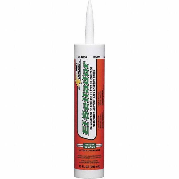 White Lightning - 10 oz Tube White Acrylic & Latex Sealant - -30 to 180°F Operating Temp, 30 min Tack Free Dry Time, 5 to 7 Days Full Cure Time - Best Tool & Supply