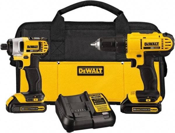 DeWALT - 20 Volt Cordless Tool Combination Kit - Includes 1/2" Drill/Driver & 1/4" Impact Driver, Lithium-Ion Battery Included - Best Tool & Supply