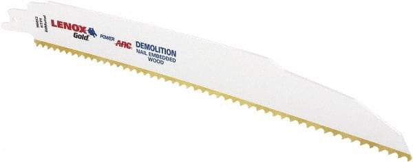 Lenox - 9" Long x 7/8" Thick, Bi-Metal Reciprocating Saw Blade - Tapered Profile, 6 TPI, Toothed Edge, Universal Shank - Best Tool & Supply