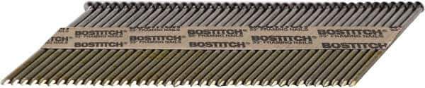 Stanley Bostitch - 12 Gauge 0.113" Shank Diam 2-3/8" Long Framing Nails for Power Nailers - Steel, Bright Finish, Ring Shank, Angled Stick Paper Tape Collation, Round Head - Best Tool & Supply