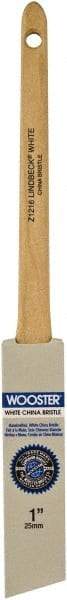 Wooster Brush - 1" Angled Hog Sash Brush - 2-3/16" Bristle Length, 6-1/2" Maple Rattail Handle - Best Tool & Supply