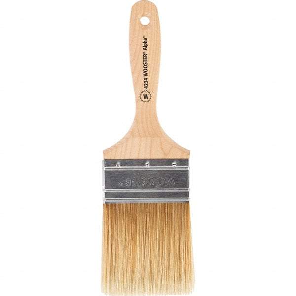 Wooster Brush - 3" Flat Synthetic Wall Brush - 3-7/16" Bristle Length, 6-1/4" Maple Beavertail Handle - Best Tool & Supply