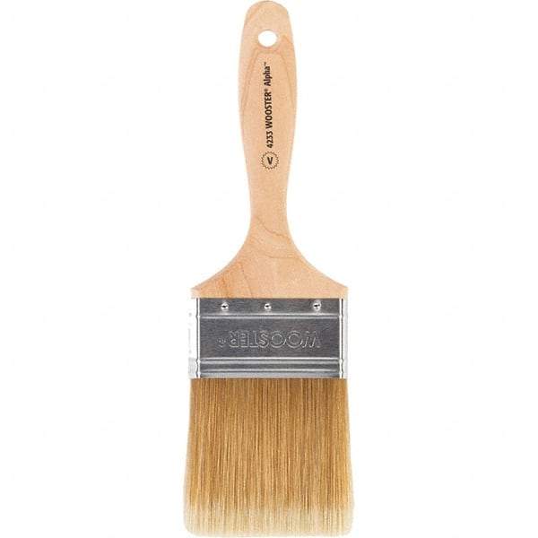 Wooster Brush - 3" Flat Synthetic Varnish Brush - 3-3/16" Bristle Length, 6-1/2" Maple Beavertail Handle - Best Tool & Supply