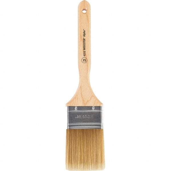 Wooster Brush - 2-1/2" Flat Synthetic Sash Brush - 2-15/16" Bristle Length, 7-7/8" Maple Fluted Handle - Best Tool & Supply