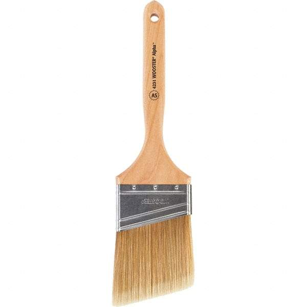 Wooster Brush - 3" Angled Synthetic Sash Brush - 3-3/16" Bristle Length, 7-7/8" Maple Fluted Handle - Best Tool & Supply