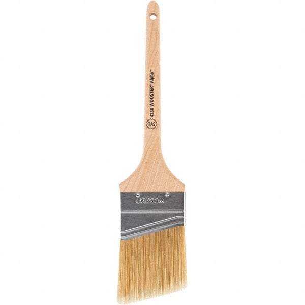 Wooster Brush - 2-1/2" Angled Synthetic Sash Brush - 2-11/16" Bristle Length, 8" Maple Rattail Handle - Best Tool & Supply