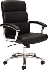 Basyx - 37-3/4" High Executive Mid Back Chair - 24" Wide x 24" Deep, Leather Seat, Black - Best Tool & Supply