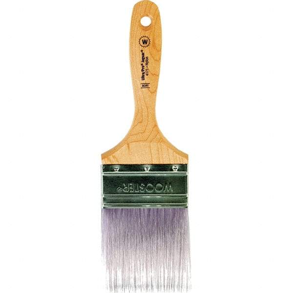 Wooster Brush - 3" Flat Synthetic Wall Brush - 3-7/16" Bristle Length, 6-1/4" Maple Beavertail Handle - Best Tool & Supply