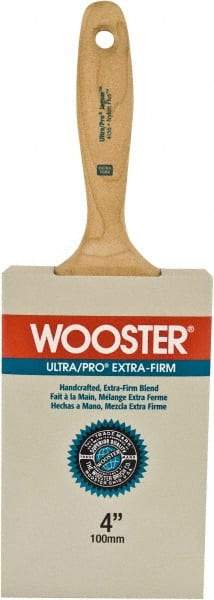 Wooster Brush - 4" Flat Synthetic Wall Brush - 3-15/16" Bristle Length, 6-1/4" Maple Beavertail Handle - Best Tool & Supply