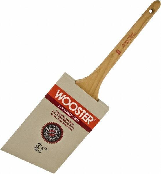 Wooster Brush - 3-1/2" Angled Nylon/Polyester Sash Brush - 3-3/16" Bristle Length, 8" Maple Rattail Handle - Best Tool & Supply