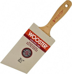 Wooster Brush - 3-1/2" Angled Nylon/Polyester Wall Brush - 3-7/16" Bristle Length, 5-3/4" Maple Beavertail Handle - Best Tool & Supply