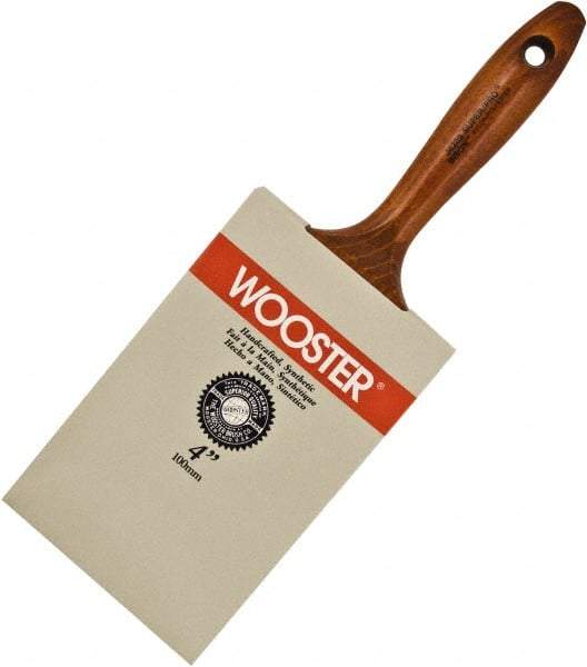 Wooster Brush - 4" Flat Nylon/Polyester Wall Brush - 4-3/16" Bristle Length, 6-1/2" Wood Beavertail Handle - Best Tool & Supply