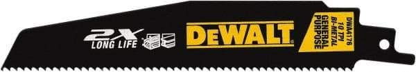 DeWALT - 6" Long x 1" Thick, High Speed Steel Reciprocating Saw Blade - Straight Profile, 10 TPI, Toothed Edge, Universal Shank - Best Tool & Supply