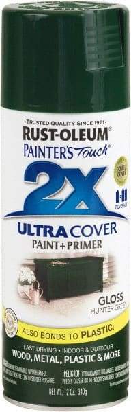 Rust-Oleum - Hunter Green, Gloss, Enamel Spray Paint - 8 to 12 Sq Ft per Can, 12 oz Container - Best Tool & Supply