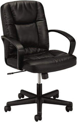 Basyx - 38-3/4" High Executive Mid Back Chair - 25" Wide x 34-1/2" Deep, Leather Seat, Black - Best Tool & Supply