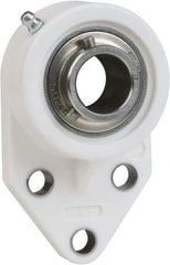 Value Collection - 3/4" ID, 4-1/4" OAL x 1-5/16" OAH 3 Bolt Flange Mounted Bearing - 1,495 Lb Static Cap, 2,877 Lb Dyn Cap, 1-1/2" Btw Mnt Hole Ctrs, 39/64" Base-to-Ctr Ht, Thermoplastic - Best Tool & Supply