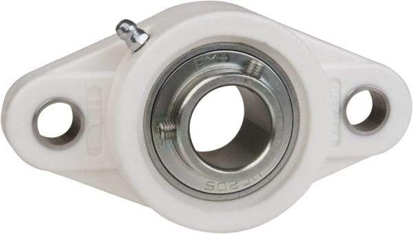 Value Collection - 1-1/4" ID, 5-13/16" OAL x 1-19/32" OAH 2-Bolt Flange Mounted Bearing - 2,540 Lb Static Cap, 4,383 Lb Dyn Cap, 4-39/64" Btw Mnt Hole Ctrs, 45/64" Base-to-Ctr Ht, Thermoplastic - Best Tool & Supply