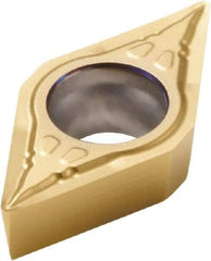 Seco - DCMT21.52 F1 Grade CP500 Carbide Turning Insert - TiAlN/TiN Finish, 55° Diamond, 1/4" Inscr Circle, 3/32" Thick, 1/32" Corner Radius - Best Tool & Supply