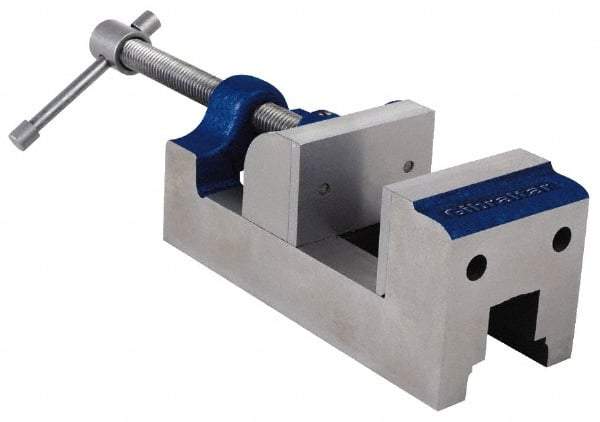 Gibraltar - 2-5/8" Jaw Opening Capacity x 1-1/2" Throat Depth, Horizontal Drill Press Vise - 2-7/16" Wide Jaw, Stationary Base, Standard Speed, 7-1/8" OAL, Cast Iron - Best Tool & Supply