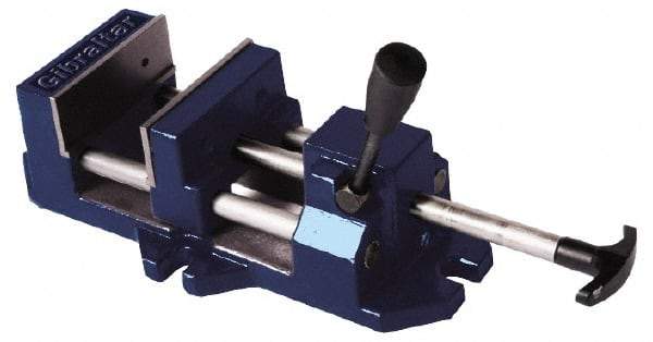 Gibraltar - 6" Jaw Opening Capacity x 1-5/8" Throat Depth, Horizontal Drill Press Vise - 6" Wide Jaw, Stationary Base, Standard Speed, 14-5/8" OAL x 4-1/2" Overall Height, Cast Iron - Best Tool & Supply