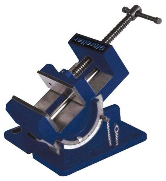 Gibraltar - 3" Jaw Width, 3" Jaw Opening Capacity, Angle Stationary Machine Vise - Manual Operation, 1 Station, 8-5/8" Long x 4-1/8" High x 1-1/8" Deep, 1-1/8" Jaw Height - Best Tool & Supply