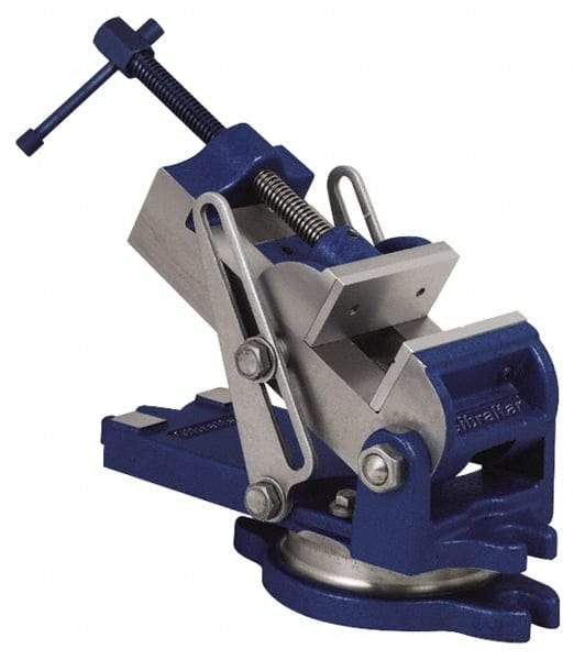 Gibraltar - 4" Jaw Width, 4" Jaw Opening Capacity, Angle Swivel Machine Vise - Manual Operation, 1 Station, 12-1/4" Long x 5-15/16" High x 1-3/4" Deep, 1-3/4" Jaw Height - Best Tool & Supply