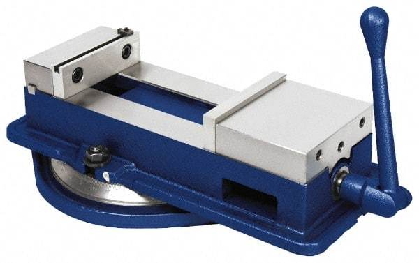 Gibraltar - 6" Jaw Width, 8-3/4" Jaw Opening Capacity, Horizontal Swivel Machine Vise - Manual Operation, 1 Station, 19-1/2" Long x 6-1/4" High x 1-5/8" Deep, 1-5/8" Jaw Height - Best Tool & Supply