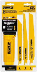 DeWALT - 6 Pieces, 8" to 9" Long x 0.04" Thickness, Bi-Metal Reciprocating Saw Blade Set - Straight Profile, 6 to 14 Teeth, Toothed Edge - Best Tool & Supply