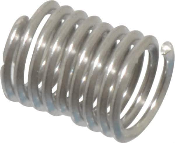 Heli-Coil - Single Insert, M4x0.7 Metric Coarse, 2D, Stainless Steel Screw Locking Insert - 8-5/8 Free Coils, 8mm Overall Length, 5.05 to 5.6mm Outside Diameter, with Tang, Bright Finish, 304 Material Grade - Exact Industrial Supply