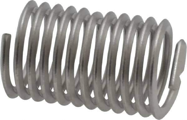 Heli-Coil - Single Insert, M12x1.75 Metric Coarse, 2D, Stainless Steel Screw Locking Insert - 11-1/2 Free Coils, 24mm Overall Length, 14.3 to 15mm Outside Diameter, with Tang, Bright Finish, 304 Material Grade - Exact Industrial Supply