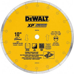 DeWALT - 10" Diam, 5/8" Arbor Hole Diam, Wet & Dry Cut Saw Blade - Diamond-Tipped, Standard Round Arbor - Best Tool & Supply