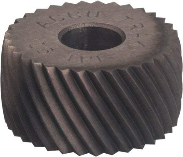 Made in USA - 3/4" Diam, 70° Tooth Angle, 50 TPI, Convex, Form Type Cobalt Left-Hand Diagonal Knurl Wheel - 3/8" Face Width, 1/4" Hole, Circular Pitch, Ferritic Nitrocarburizing Finish, Series KPV - Exact Industrial Supply